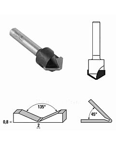 135 laipsnių, D-18mm, D1-2mm, Freza Alukabondo lenkimui, Kein