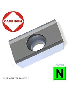 APKT1604PDER-MA KH01 Kietmetalinė plokštelė aliuminio frezavimui, poliruota, CARBIDEN
