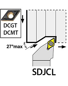 SDJCL1212F07, 12X12X80XLH/DC0702,  ISO Tekinimo laikiklis, išorinis, YG