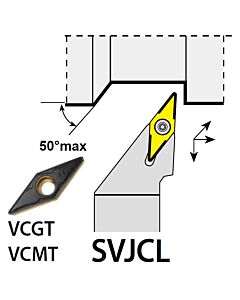 SVJCL1212F16, 12X12X80XLH/VC1604,  ISO Tekinimo laikiklis, išorinis, YG