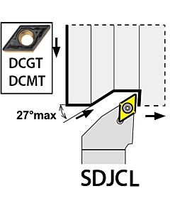SDJCL0808E07,  8X08X70XLH/DC0702,  ISO Tekinimo laikiklis, išorinis, YG